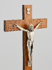 Crucifix en Bois et Argent Vieilli - 21 cm