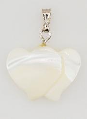 Pendentif Double Coeur en Coquille Véritable