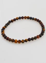 Bracelet en Pierre Naturelle Oeil de Tigre, Faucon & Taureau - 4mm