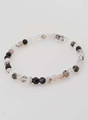 Bracelet en Pierre Naturelle Tourmaline & Cristal de Roche - 4mm