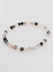 Bracelet en Pierre Naturelle Tourmaline & Cristal de Roche - 4mm