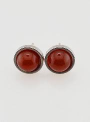 Boucles d'Oreilles Puces - Agate Rouge 10mm