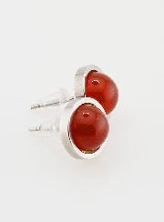 Boucles d'Oreilles Puces - Agate Rouge 10mm
