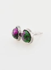 Boucles d'Oreilles Puces - Rubis Zoïsite 10mm