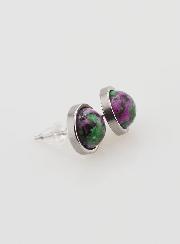 Boucles d'Oreilles Puces - Rubis Zoïsite 10mm