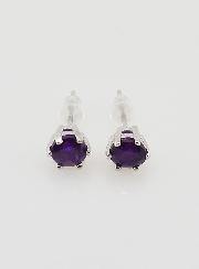 Boucles d'Oreilles Solitaire - Améthyste AA