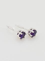 Boucles d'Oreilles Solitaire - Améthyste AA
