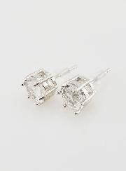 Boucles d'Oreilles Solitaire - Cristal de Roche AA