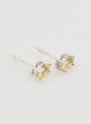 Boucles d'Oreilles Solitaire - Citrine Naturelle AA 6mm
