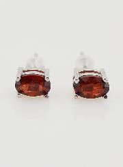 Boucles d'Oreilles Solitaire - Grenat Rouge AA
