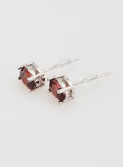 Boucles d'Oreilles Solitaire - Grenat Rouge AA