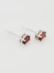 Boucles d'Oreilles Solitaire - Grenat Rouge AA