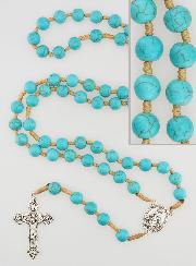 Chapelet Perles Médaille Miraculeuse - Turquoise