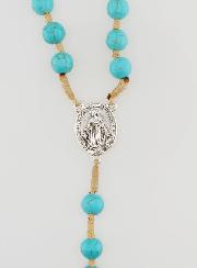 Chapelet Perles Médaille Miraculeuse - Turquoise
