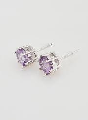 Boucles d'Oreilles Solitaire - Améthyste Hexagonal AA