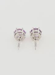 Boucles d'Oreilles Solitaire - Améthyste Hexagonal AA