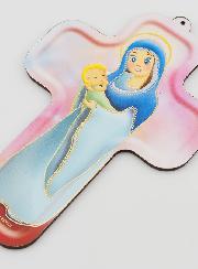 Croix Enfant en Bois - Vierge à l'Enfant