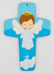 Croix Enfant en Bois - Ange Garçon