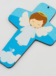 Croix Enfant en Bois - Ange Garçon