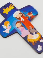 Croix Enfant en Bois - Nativité