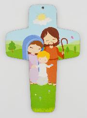 Croix Enfant en Bois - Sainte Famille & Pâturages