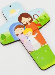 Croix Enfant en Bois - Sainte Famille & Pâturages