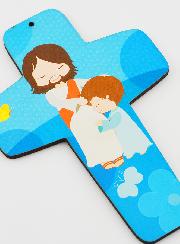 Croix Enfant Jésus-Christ Bénédiction & Enfant - Bleu