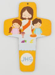 Croix de Communion Christ & Communiant - Orange