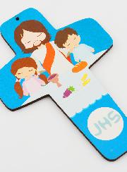 Croix Enfant Jésus Christ & Enfants - Bleu
