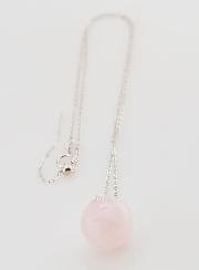 Collier Chaîne en Argent Massif & Quartz Rose