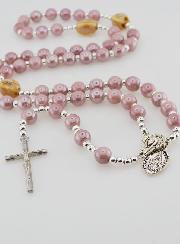 Chapelet de la Vierge Miraculeuse en Perles Rose - 45cm