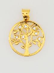 Médaille Arbre de Vie Ajourée en Plaqué Or & Strass - 15mm