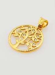 Médaille Arbre de Vie Ajourée en Plaqué Or & Strass - 15mm