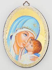 Icone Ovale Portrait - Vierge au Voile Bleu 15cm