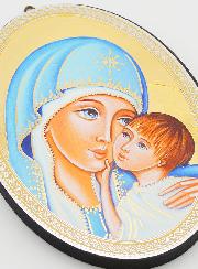 Icone Ovale Portrait - Vierge au Voile Bleu 15cm