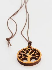 Collier Arbre de Vie en Bois d'Olivier Ajouré - 25mm