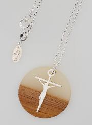 Collier Religieux en Argent - Cercle Bois Résine & Croix du Christ
