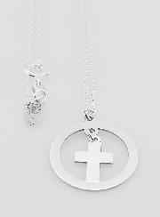 Pendentif Pampille Croix & Chaîne en Argent - 42cm