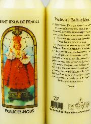 Bougie de Neuvaine Enfant Jésus de Prague avec Prière au dos