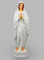 Grande Statue Vierge Marie de Lourdes et Chapelet Métal Or - 70 cm