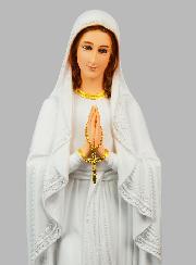Grande Statue Vierge Marie de Lourdes et Chapelet Métal Or - 70 cm