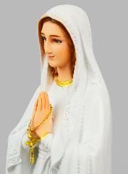 Grande Statue Vierge Marie de Lourdes et Chapelet Métal Or - 70 cm