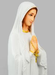 Grande Statue Vierge Marie de Lourdes et Chapelet Métal Or - 70 cm