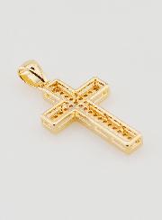 Pendentif Croix en Plaqué Or & Zirconiums - 32mm
