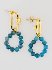 Boucles d'Oreilles Créoles - Acier Inoxydable & Apatite - 35mm