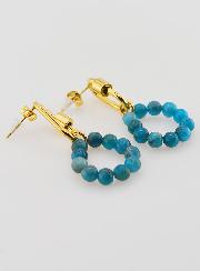 Boucles d'Oreilles Créoles - Acier Inoxydable & Apatite - 35mm