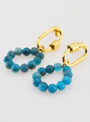 Boucles d'Oreilles Créoles - Acier Inoxydable & Apatite - 35mm
