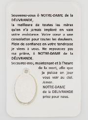 Carte de Prière & Médaille - Notre Dame de la Délivrande