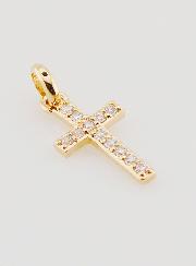 Pendentif Croix en Plaqué Or & Zircons - 15mm