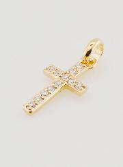 Pendentif Croix en Plaqué Or & Zircons - 15mm